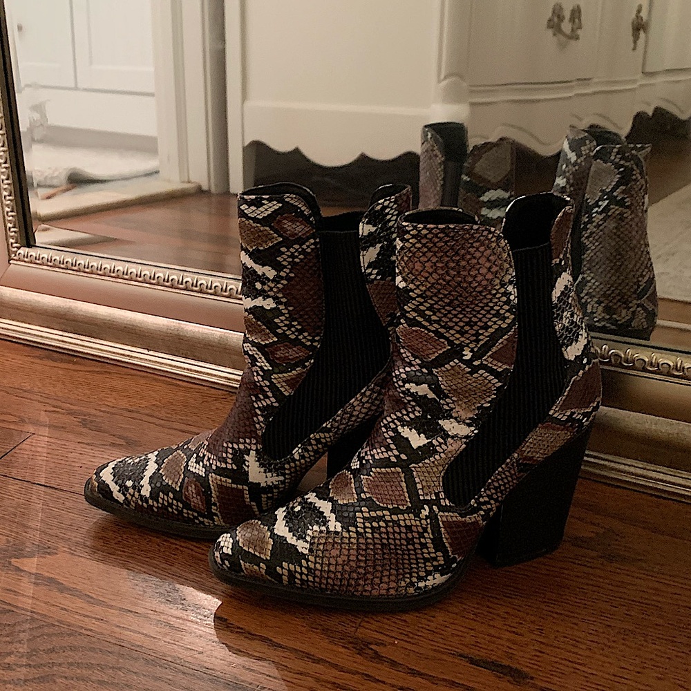 Snake ankle boot